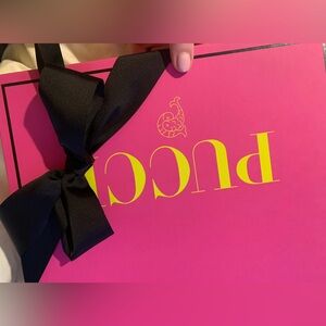 Brand new authentic rare and collectible Emilio Pucci box w/black ribbon/tissue